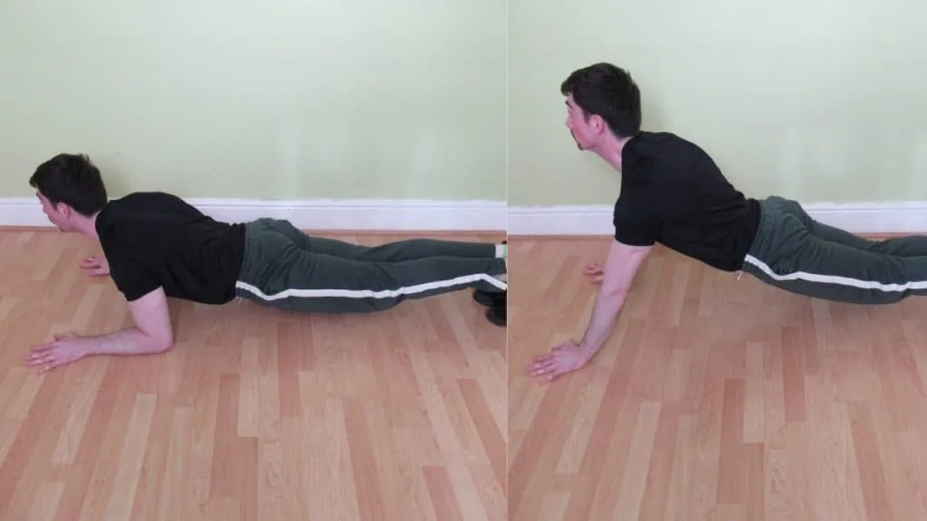 A man making a common bodyweight triceps extension mistake: letting the hips sag