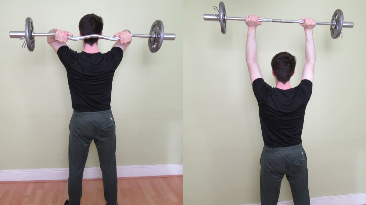 EZ Bar Overhead Tricep Extension (Standing and Seated)