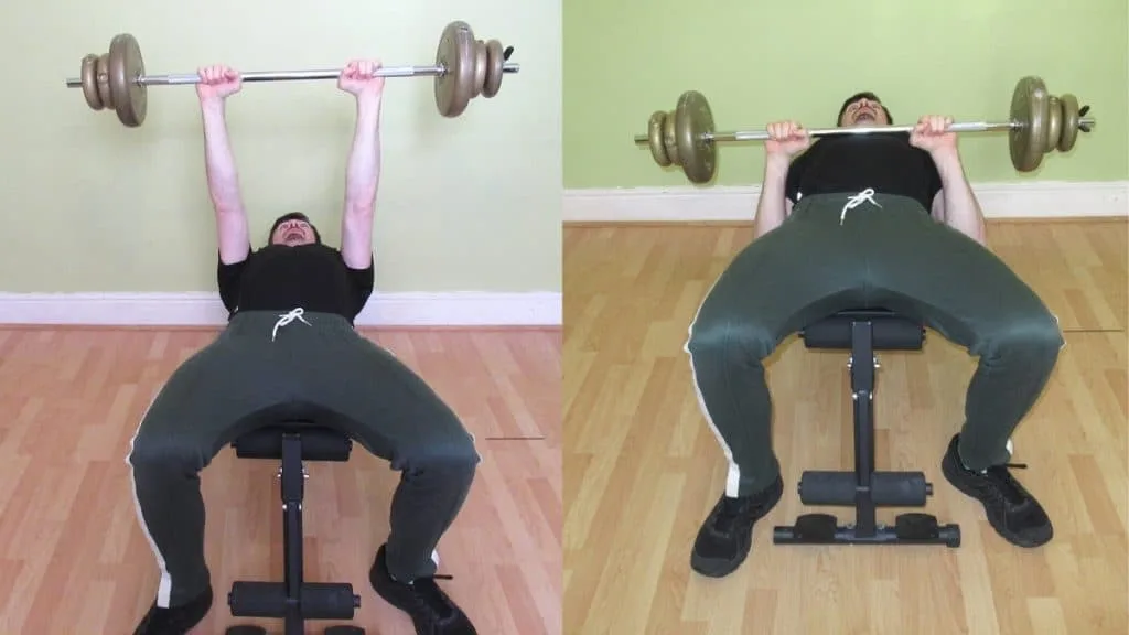 A man doing a close grip bench press