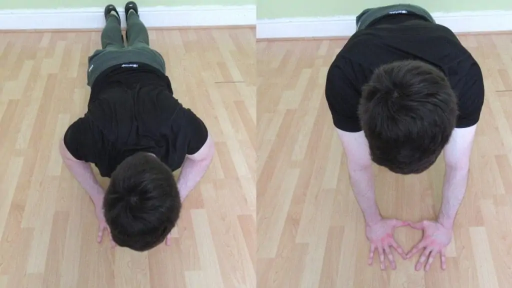 A man doing diamond push ups