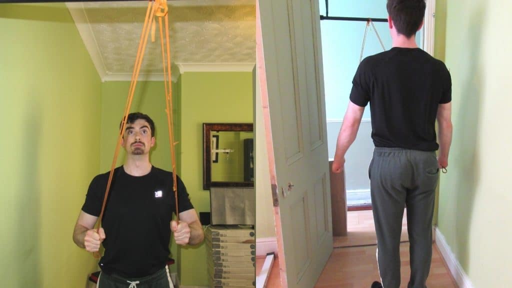 A man using resistance bands for connective tissue work