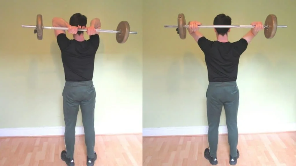 A man at the gym demonstrating some French press grip options