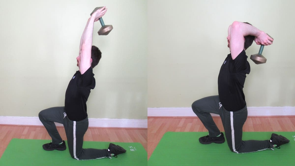 How To Do a Kneeling Tricep Extension With Dumbbells