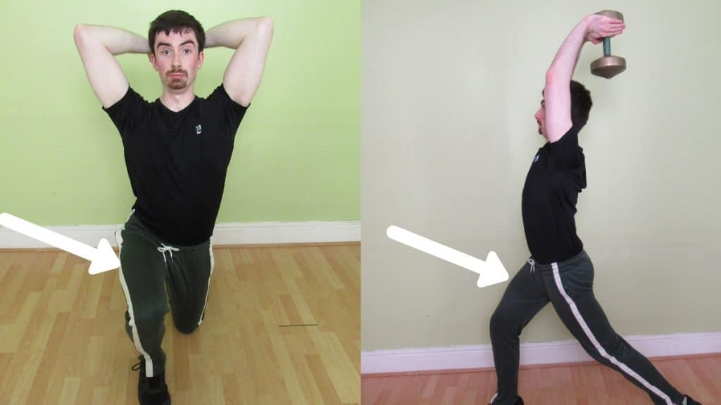 A man doing a lunge with tricep extension