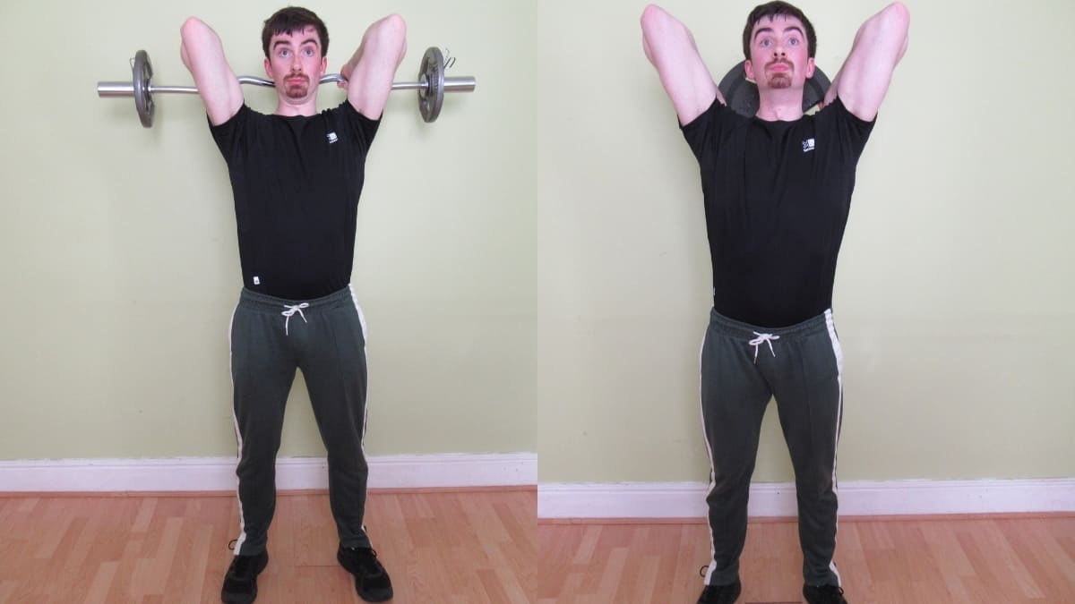 A man demonstrating some overhead tricep extension variations