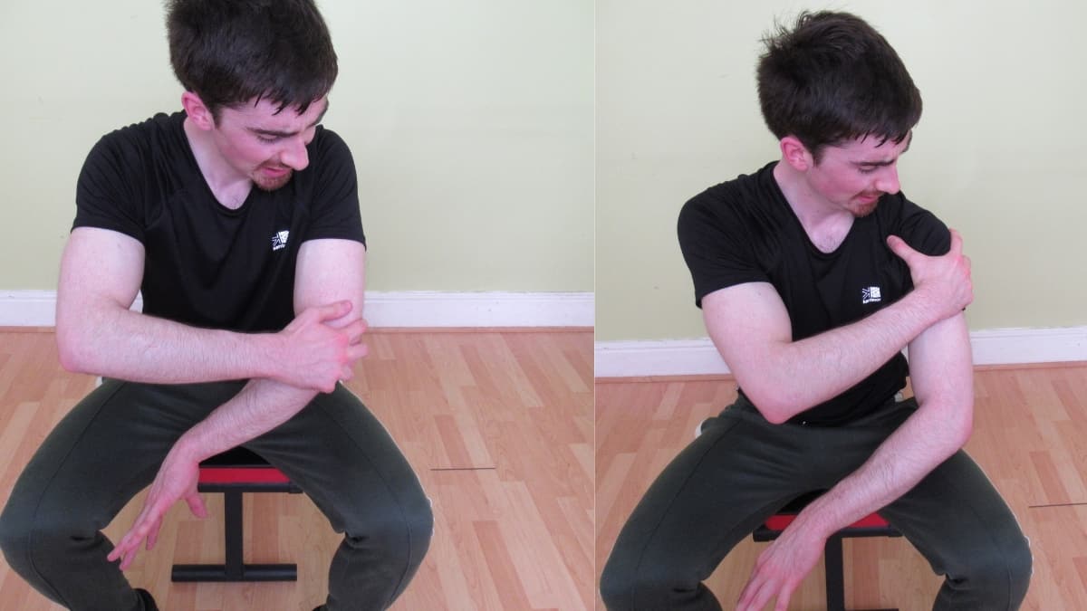 A man with painful elbows and shoulders
