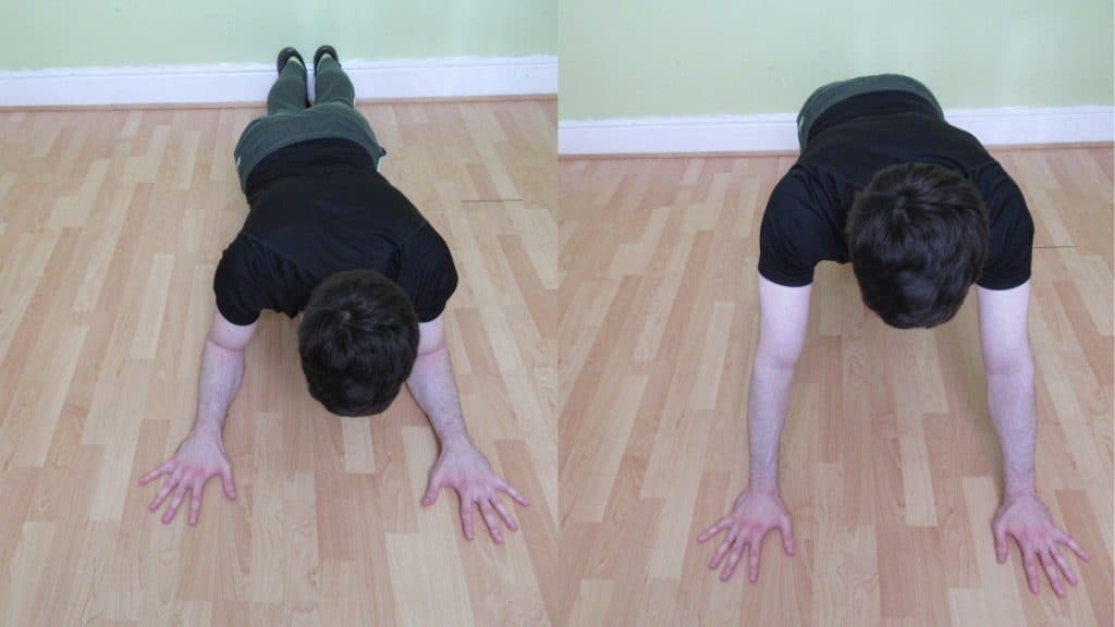 A man doing a plank tricep extension