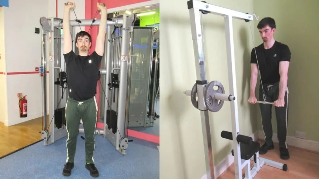 A man demonstrating the differences between pushdowns and overhead extensions