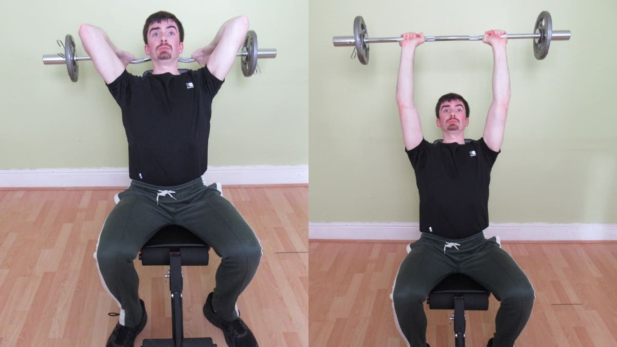 EZ Bar Overhead Tricep Extension (Standing and Seated)