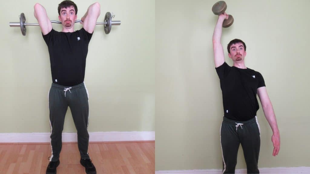 A man demonstrating some other exercises that you can do in addition to the seated one arm extension