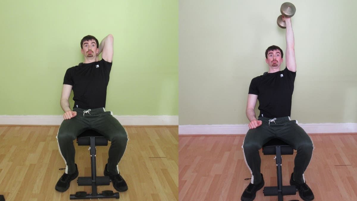 One Arm Seated Dumbbell Tricep Extension Tutorial