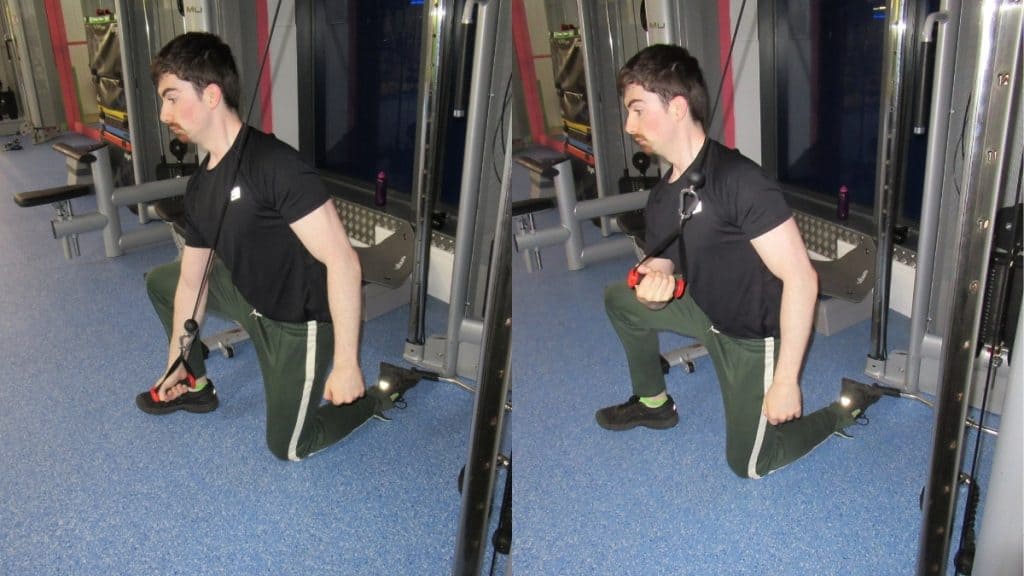 A man doing a tricep concentration extension