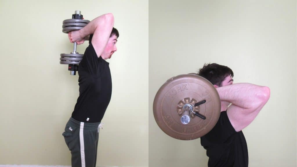 A man doing tricep extensions