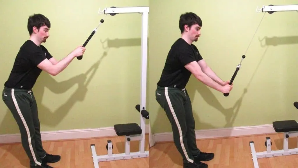 A man performing a cable tricep pulldown