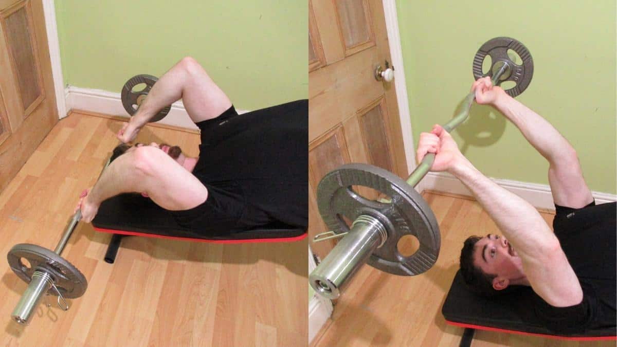 How to do decline skull crushers with a barbell, dumbbells, an EZ bar, and more