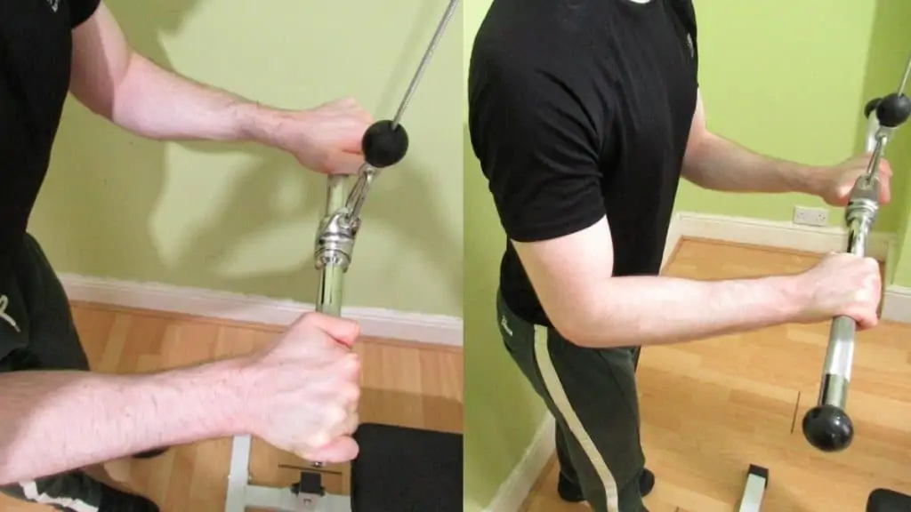 A man comparing an EZ bar pushdown the straight bar version