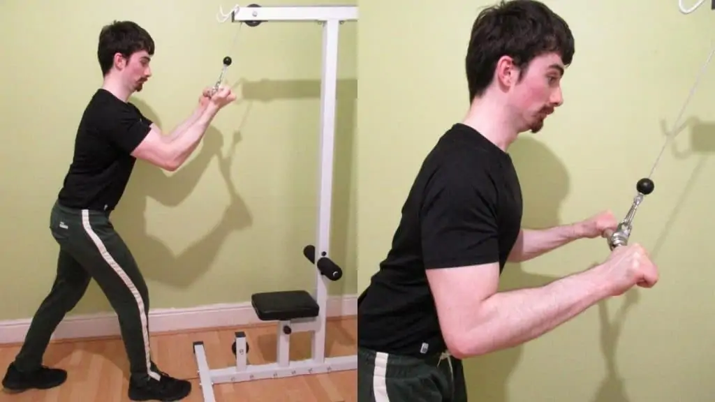 A man performing a tricep pulldown vs pushdown comparison