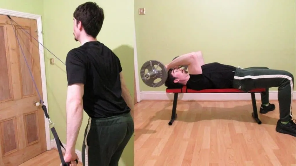 A man demonstrating two good tricep pushdown replacements