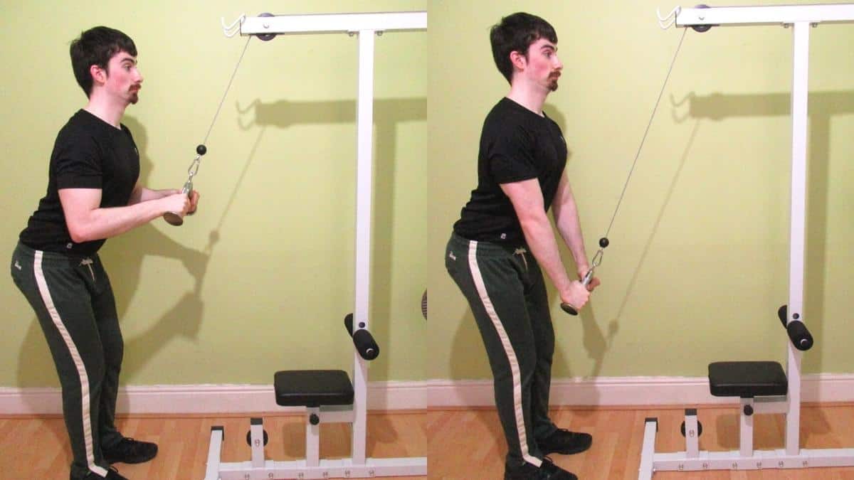 How to do a cable v bar pushdown for your triceps (angled bar pressdown)