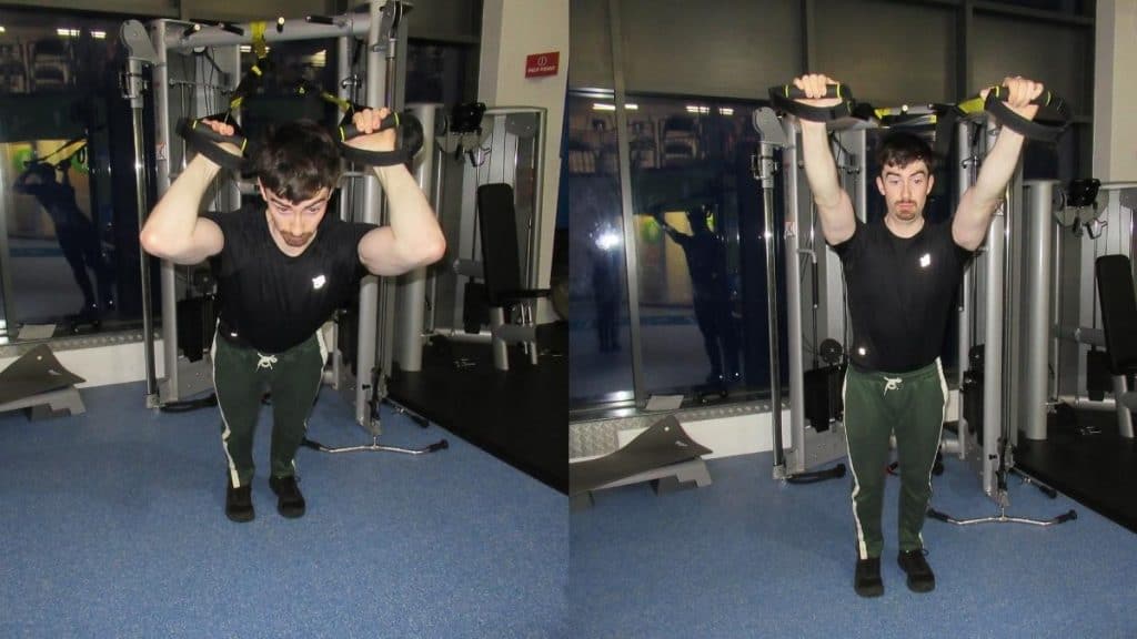 A man doing TRX skull crushers for his triceps