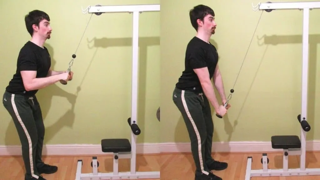 A man performing a v bar iso pushdown