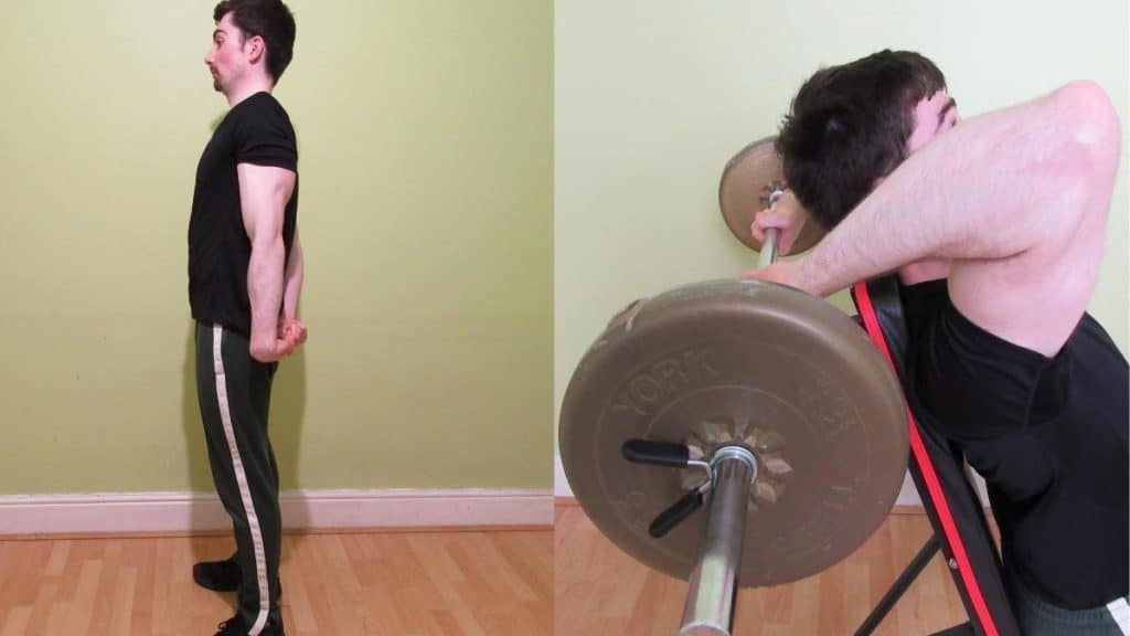 A man training his 17.5 inch biceps