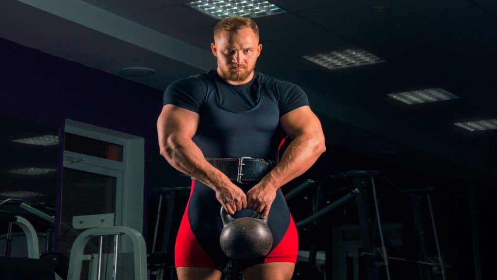 A big powerlifter with 20 in arms