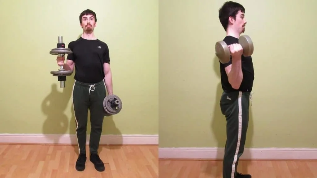 A man doing some curls during his 30 minute bicep workout