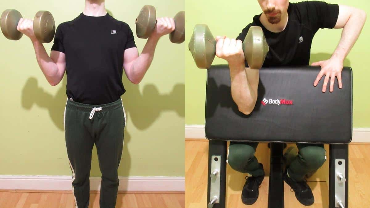 A man performing a 30 minute bicep workout