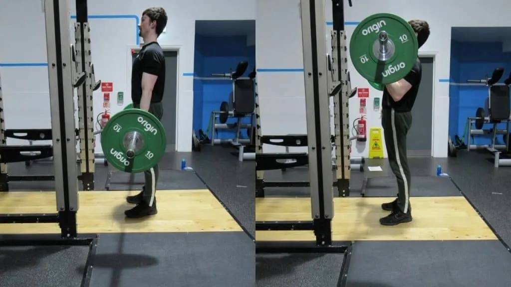 A man doing a 40 kg bicep curl with a barbell