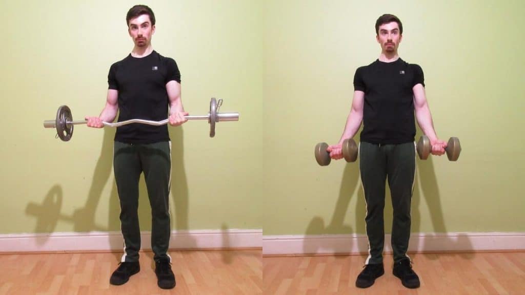 A man training his 16 inch arms with a good amount of weight