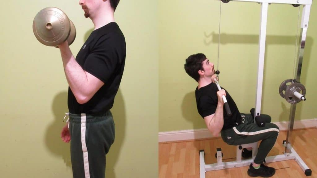 A man demonstrating a good back and bicep workout for beginners