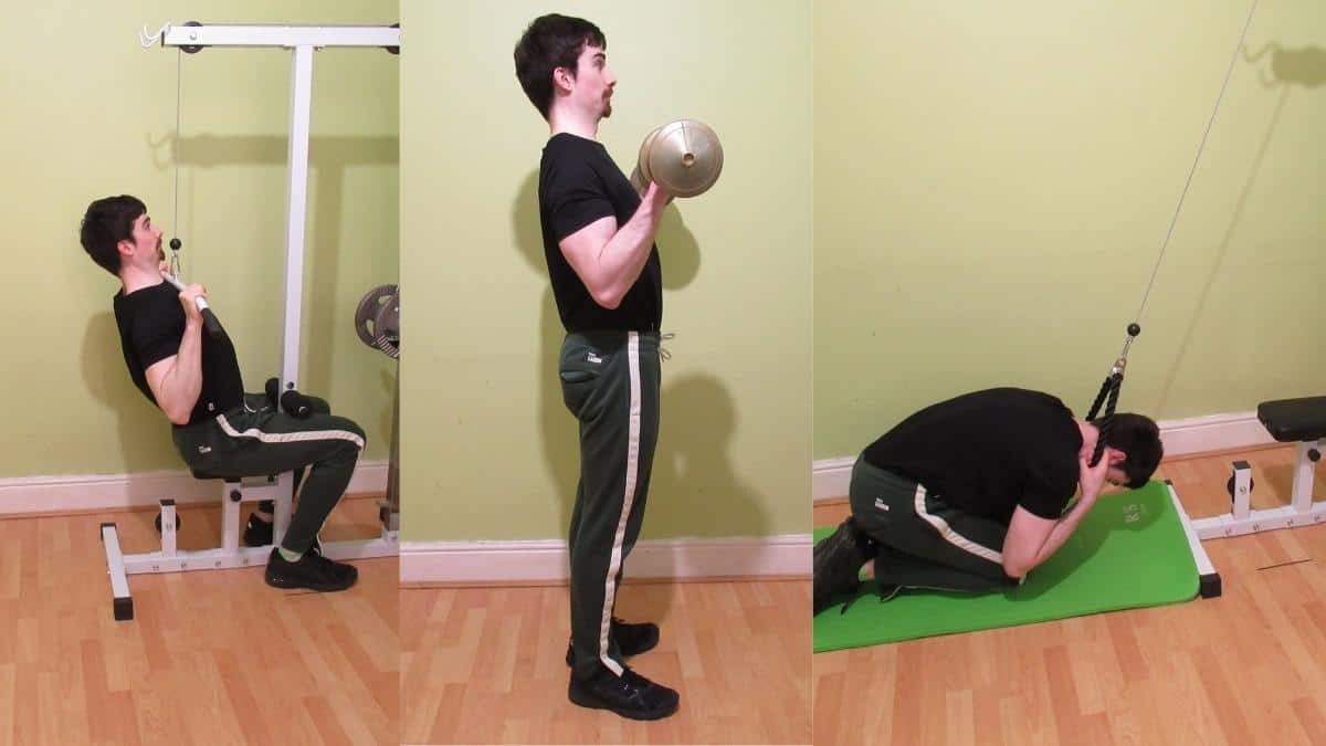A man performing a back biceps abs workout