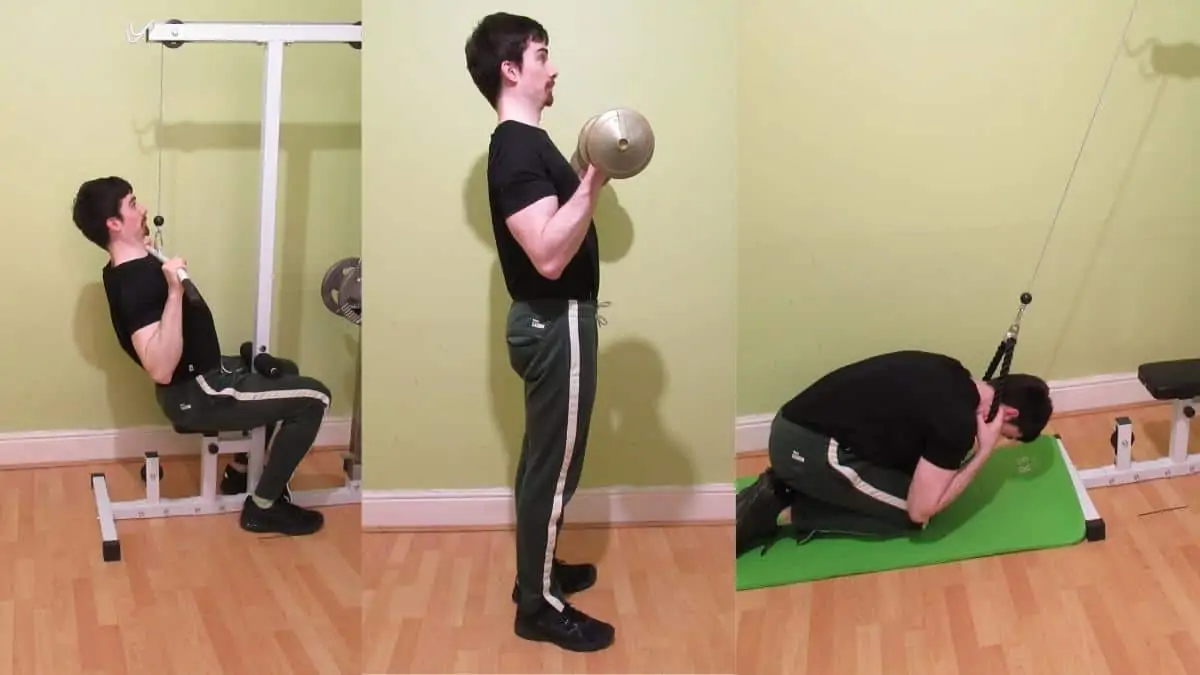 A man performing a back biceps abs workout