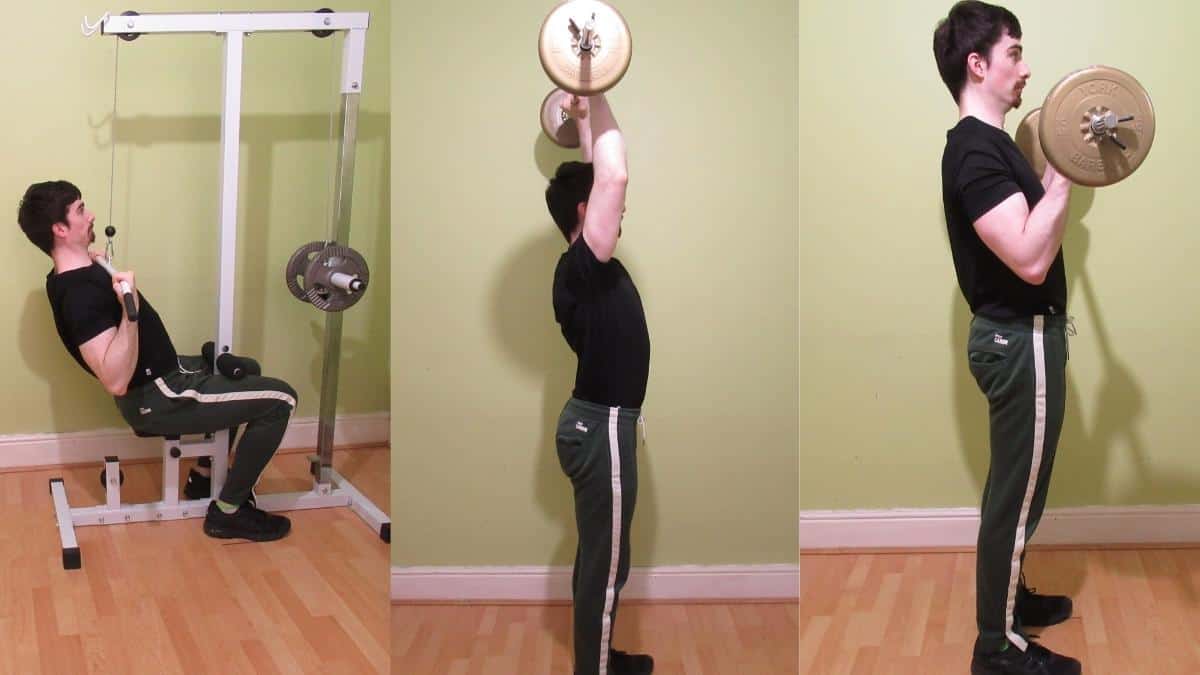A man doing a back shoulder and bicep workout
