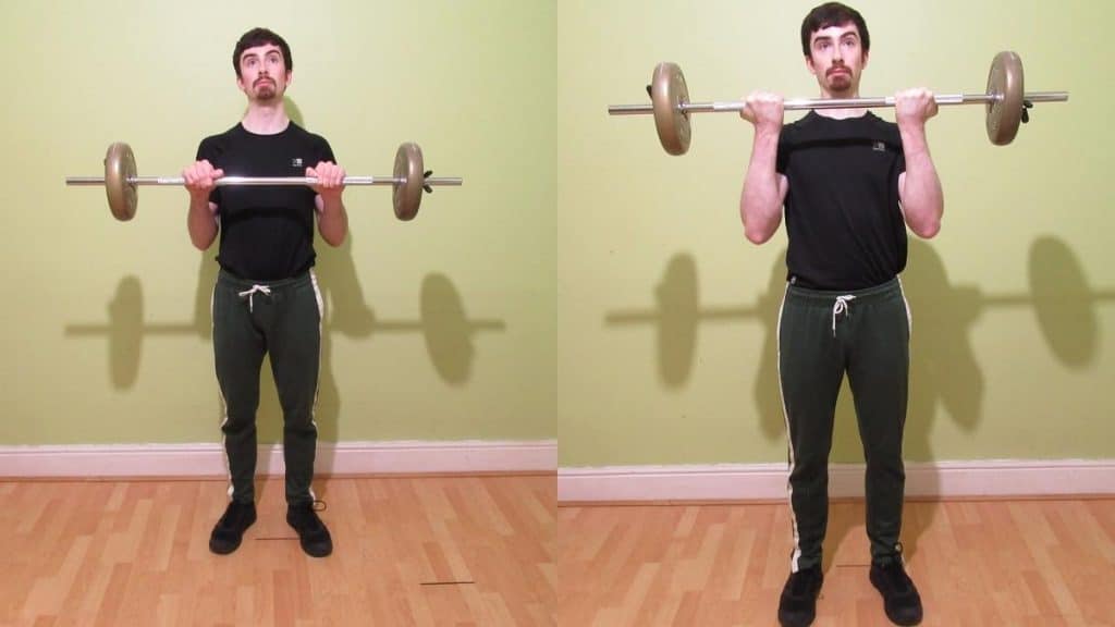 A man doing some exercises during his barbell bicep workout