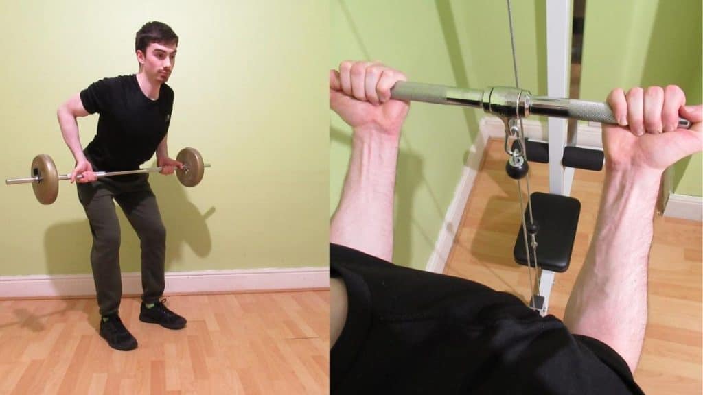 A man demonstrating a good barbell curl replacement