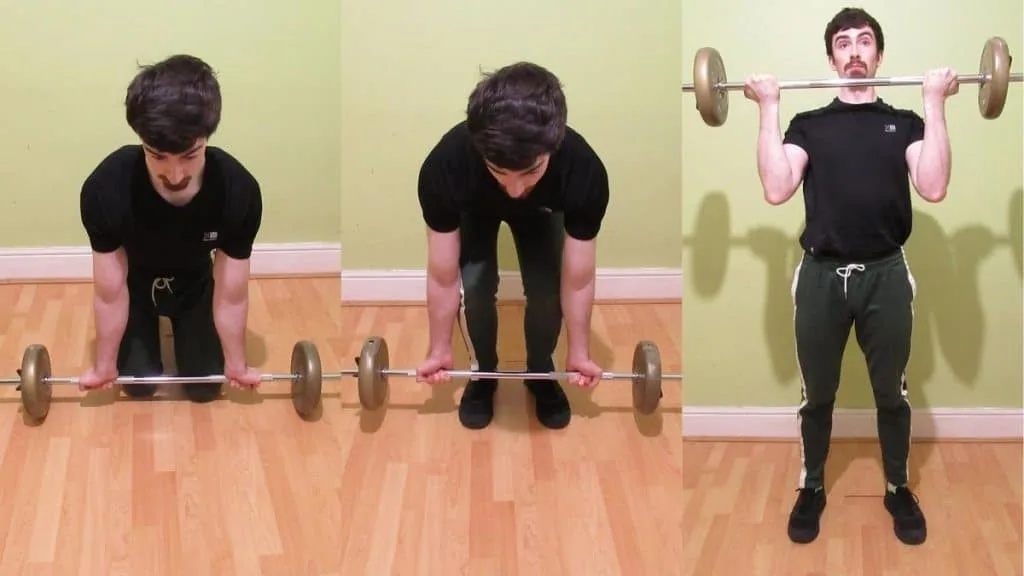 A man doing some barbell power curls