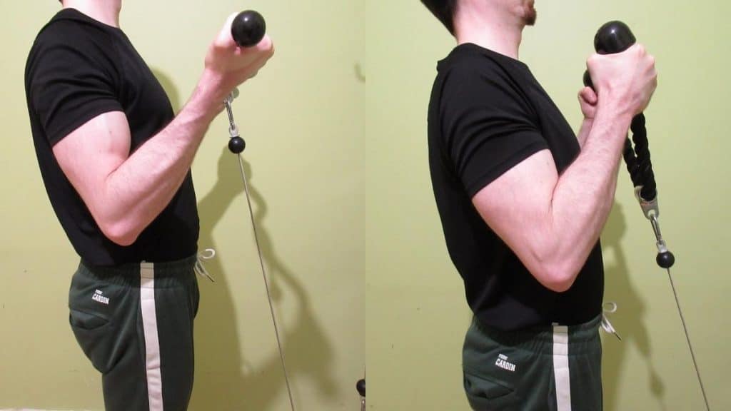 A man demonstrating some good behind back cable curl alternatives