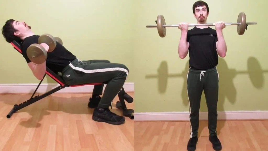 A man performing two of the best bicep exercises ever created for building muscle mass