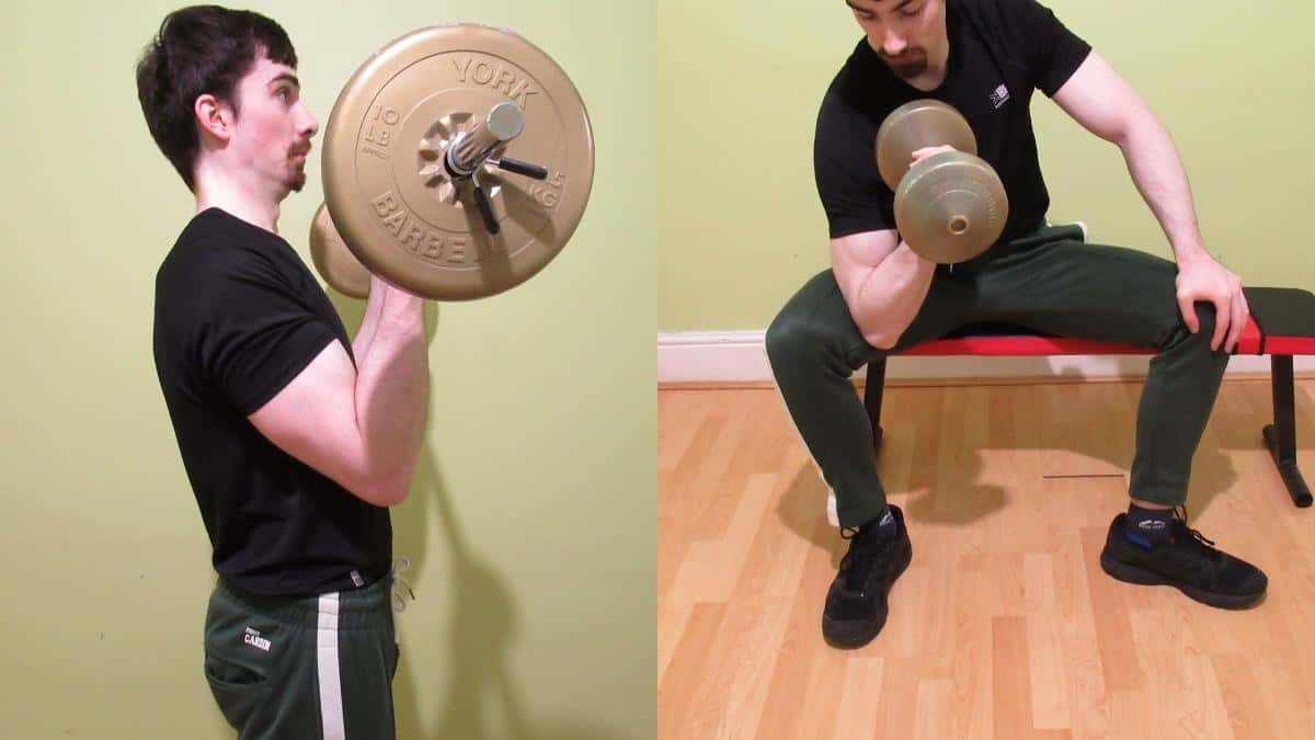 A man demonstrating two of the best bicep workouts for men