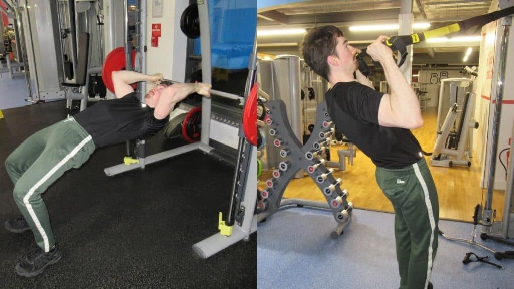 A man demonstrating two of the best bodyweight exercises for biceps development