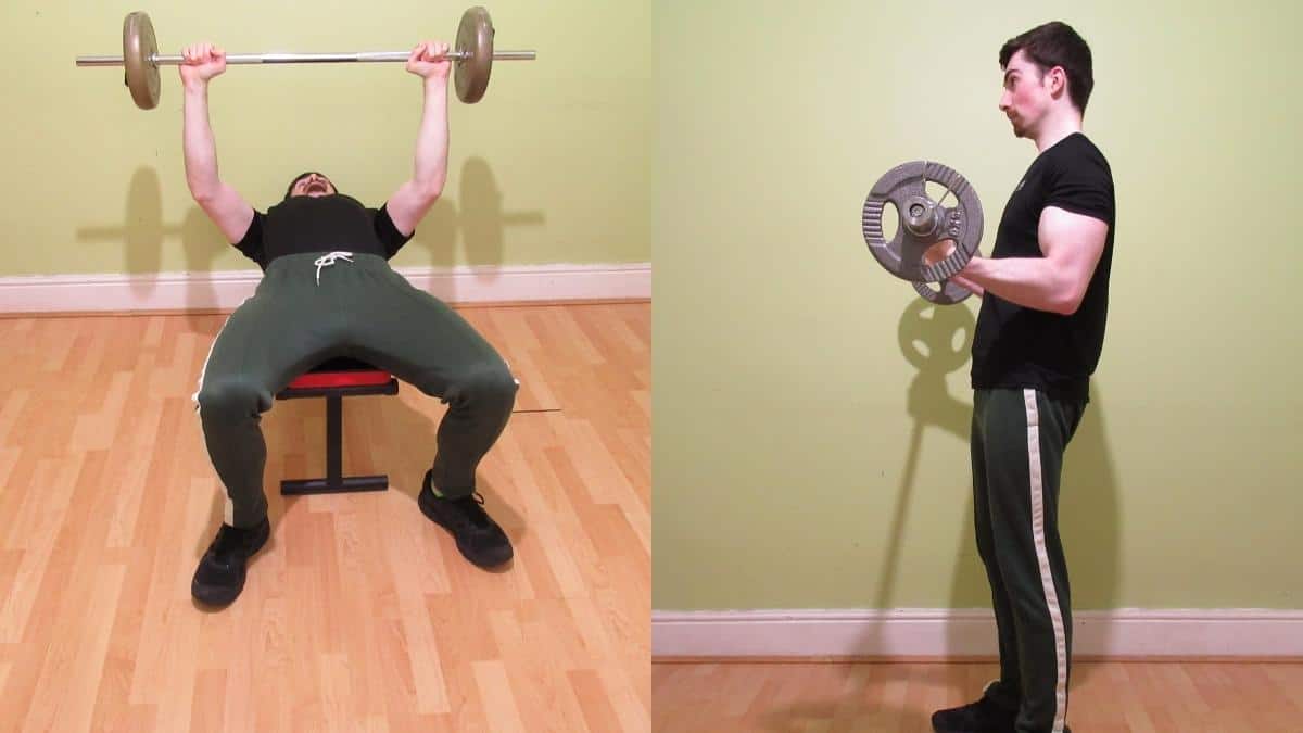 A man demonstrating the best chest and bicep workout routine for building muscle mass
