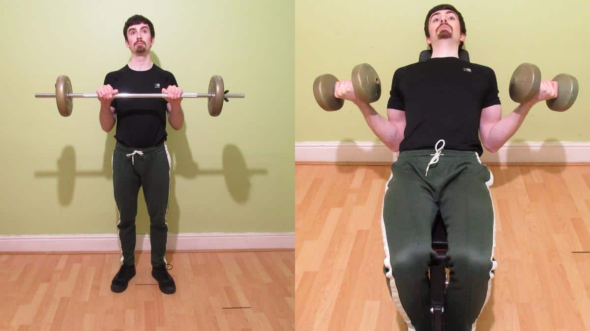 A man performing the best exercise for bicep peak development