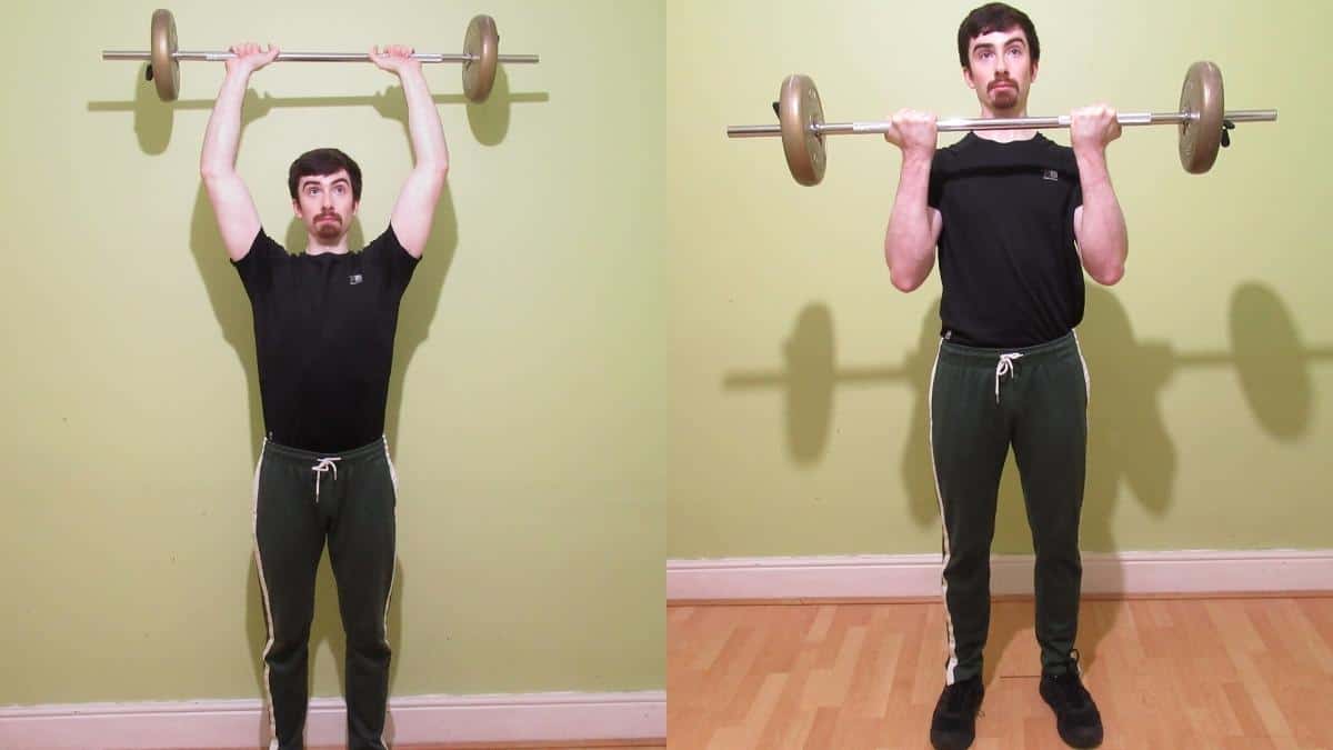 A man demonstrating the best shoulder and bicep workout for building arm and deltoid muscle mass