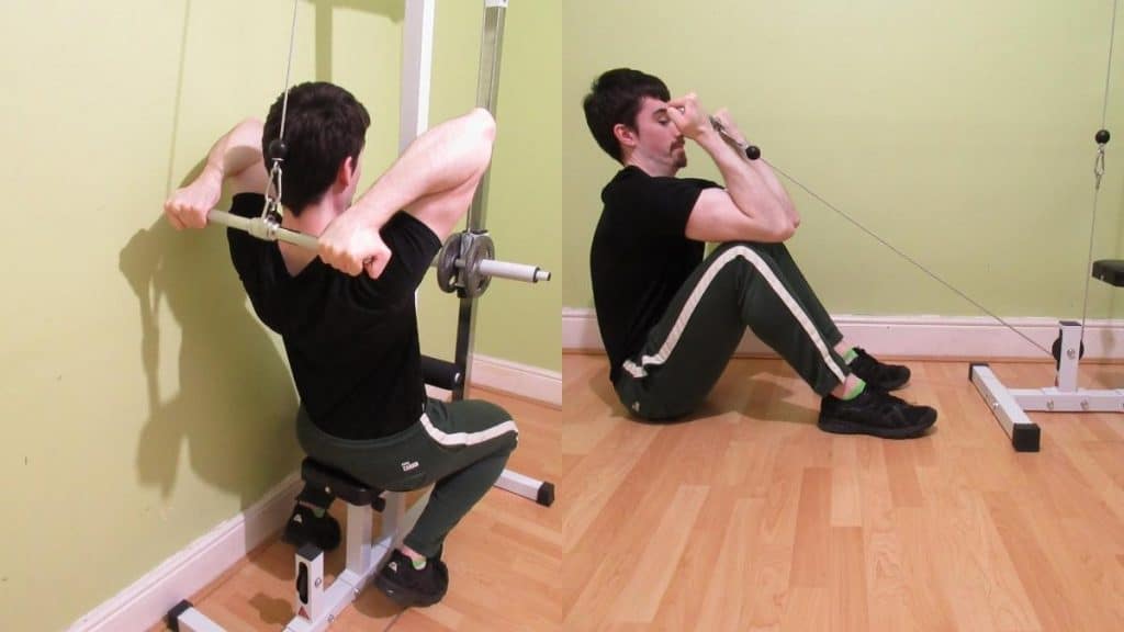A weight lifter doing some bicep cable exercises during his workout