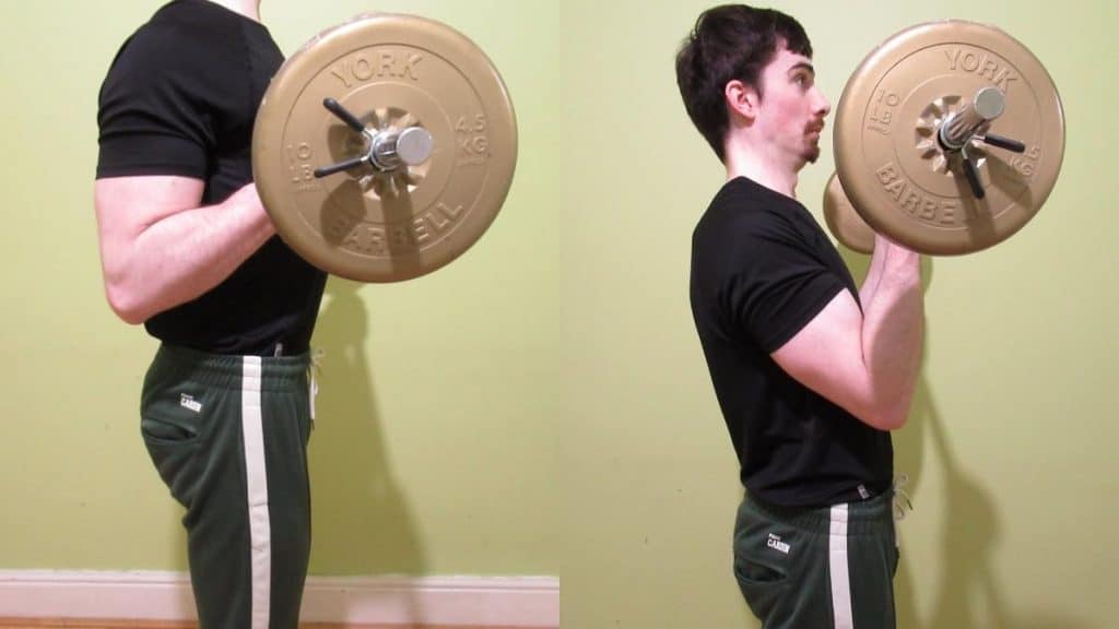A weight lifter performing a bicep curls vs reverse curls comparison