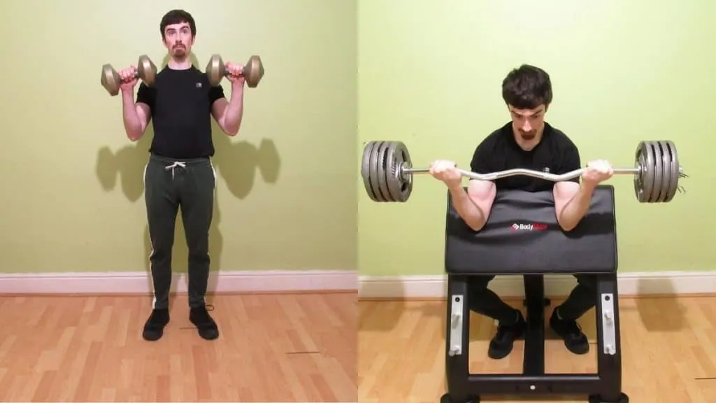 A weight lifter doing some bicep short head exercises