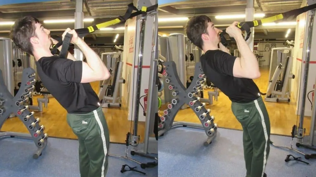 A man doing a bicep super set workout at the gym