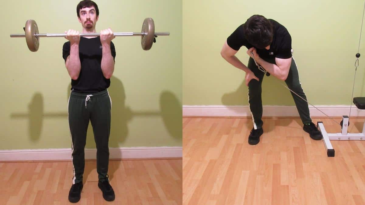 A man performing a bicep workout routine for definition